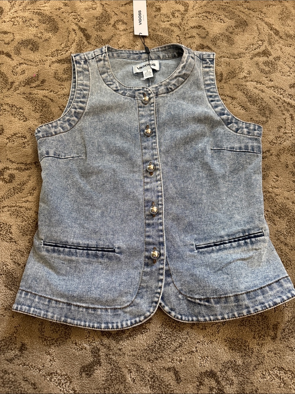 Vigoss Light Blue Denim Button-Front Vest